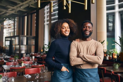 Small business partners opening a new restaurant. Visual concept for a law blog offering advice and representation for entrepreneurs.